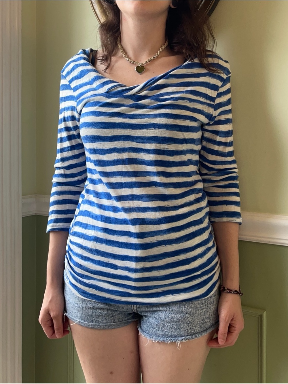 Old Navy striped cowl neck 3/4 sleeve top